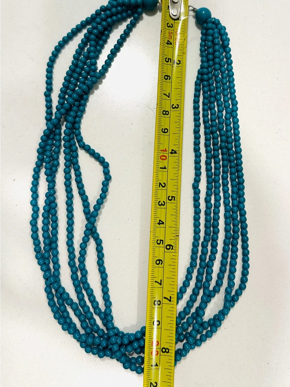 Turquoise Teal Multi Strand Beaded Statement Necklace Layered Boho